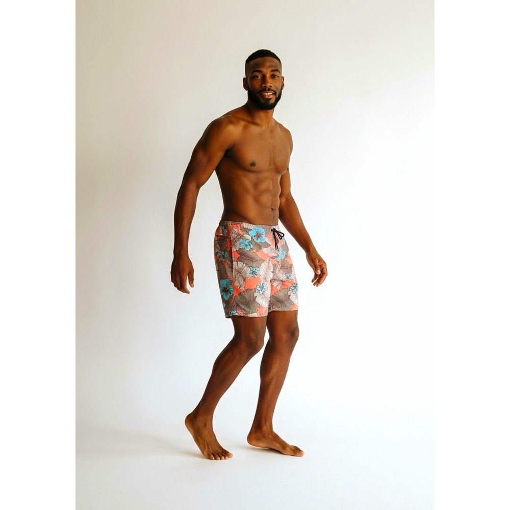 Patagonia Men's XL Floral Swim Trunks Orange Blue Gray Mesh Lined